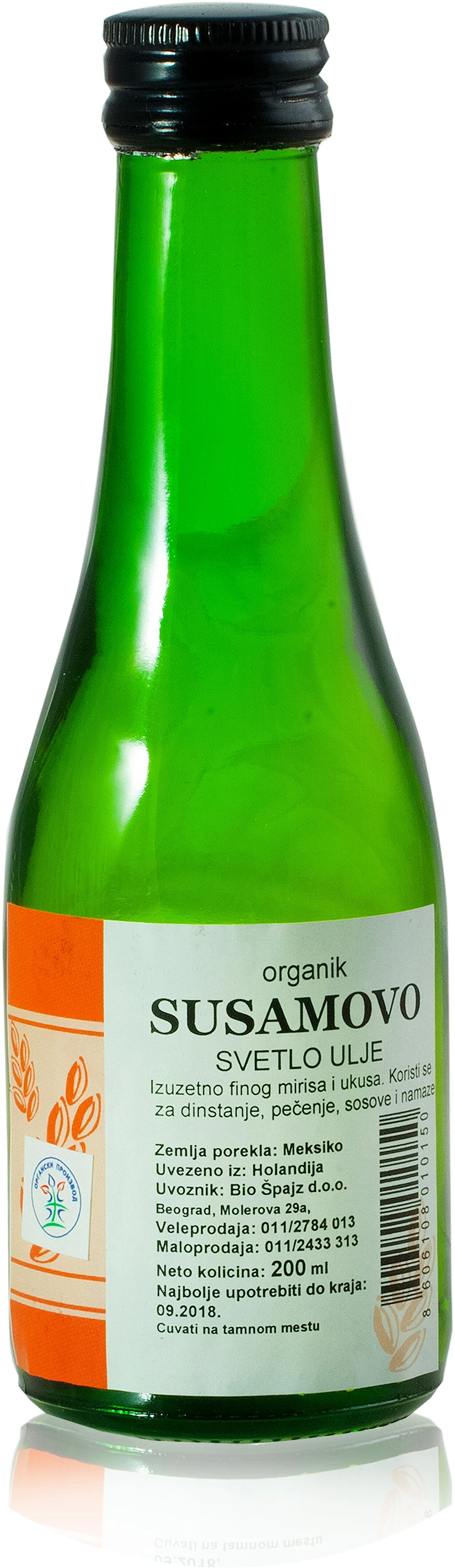 Hladno ceđeno svetlo susamovo ulje (organski proizvod) 200 ml Bio Špajz